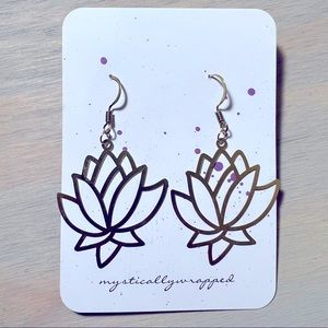 Raw Brass Lotus Earrings
